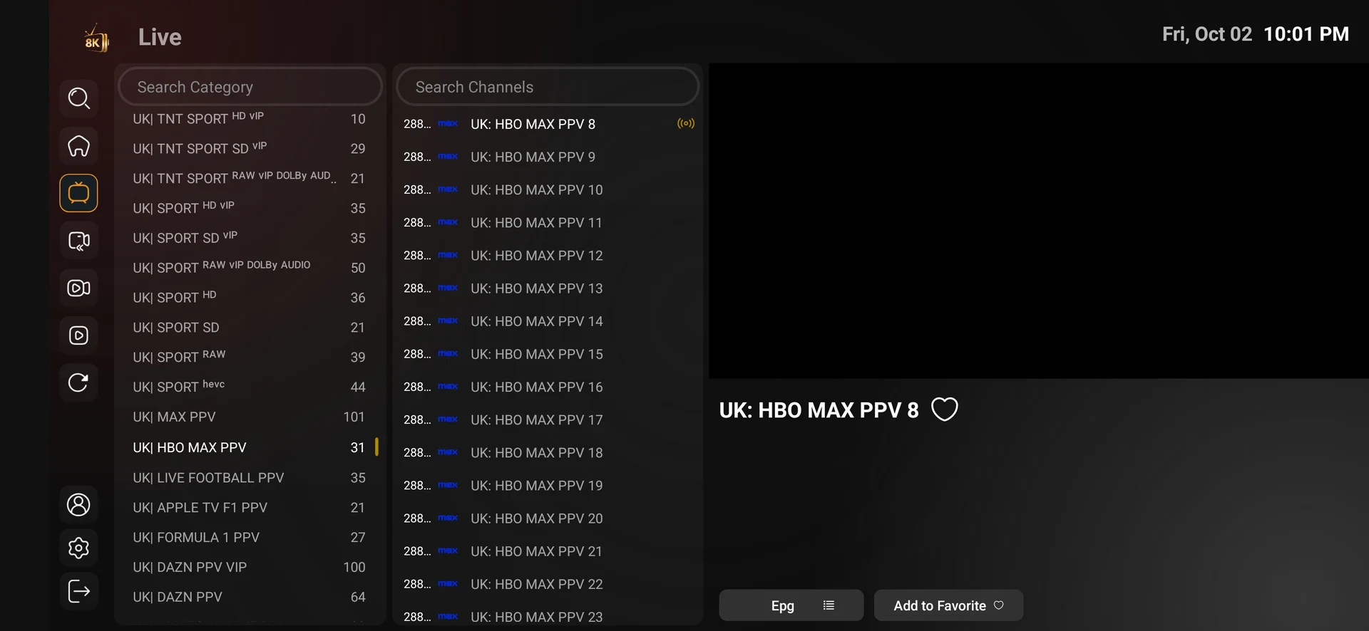 8K Player VIP+ live movie-channel group and preview